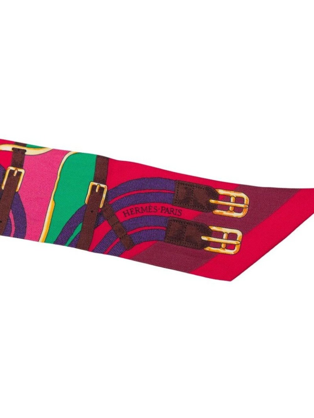 Hermes Twilly Mors a Jouets Horse Bit Scarf Red Multicolor Silk - Picture 2 of 4